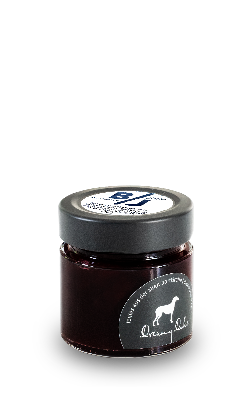 Brombeere / Johannisbeere – Glas mit schwarzem Deckel
